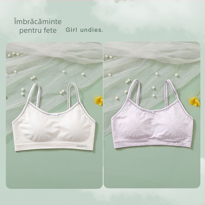 Top tubular cupe pentru fete — cupe cu urechi de iepure, stil papion, material nylon, cupă din sandwich cotton, căptușeală din bumbac, inel de oțel moale