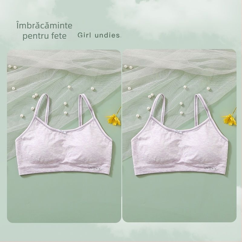 Top tubular cupe pentru fete — cupe cu urechi de iepure, stil papion, material nylon, cupă din sandwich cotton, căptușeală din bumbac, inel de oțel moale