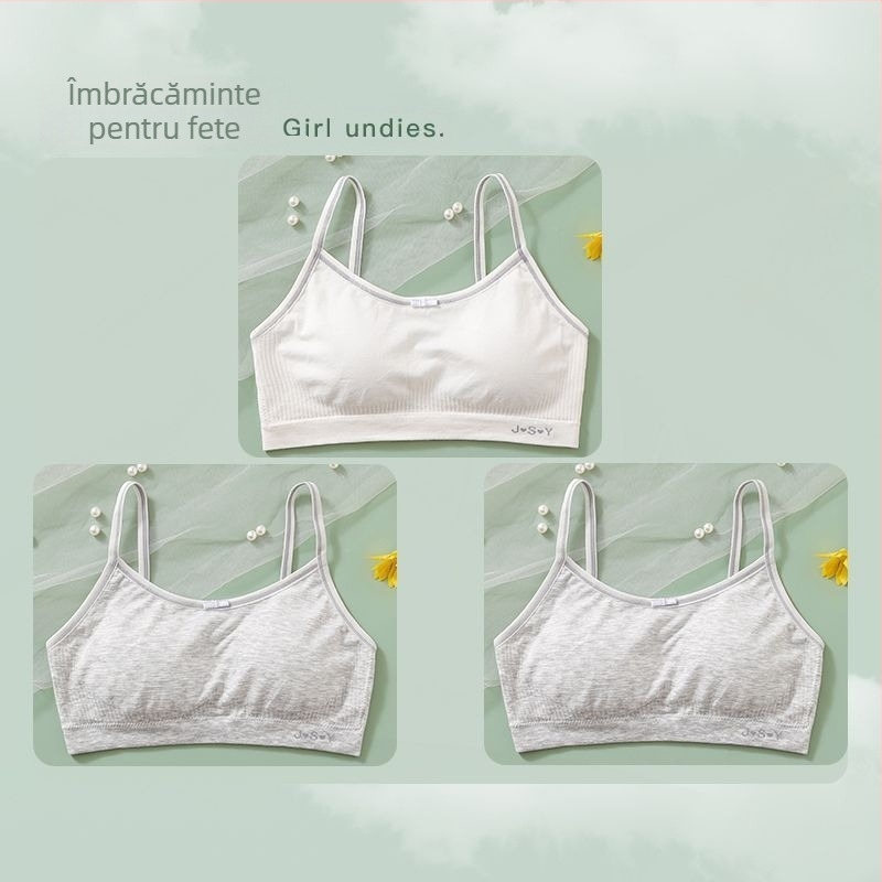 Top tubular cupe pentru fete — cupe cu urechi de iepure, stil papion, material nylon, cupă din sandwich cotton, căptușeală din bumbac, inel de oțel moale