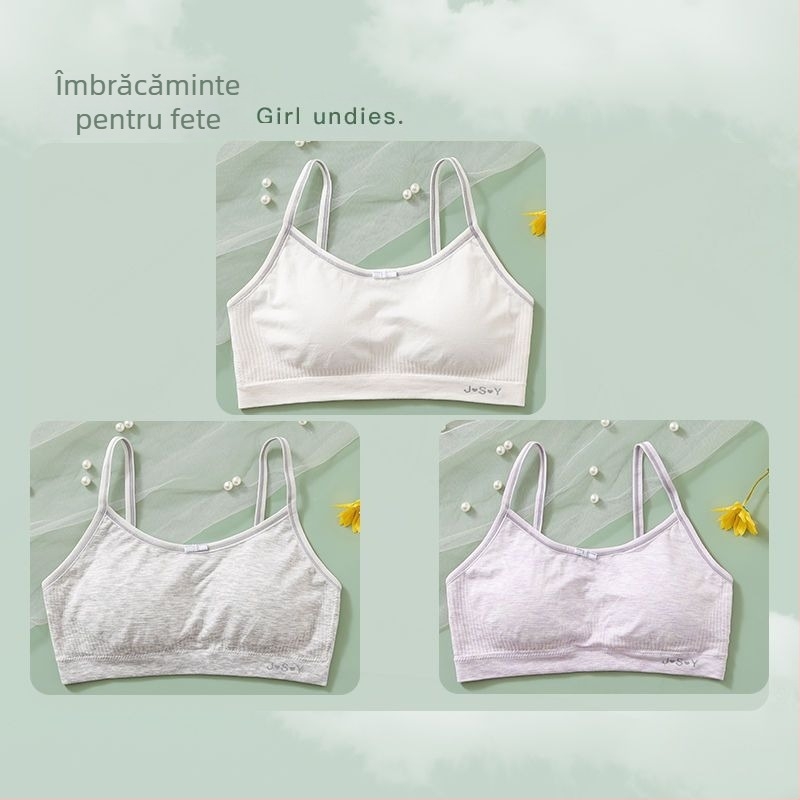 Top tubular cupe pentru fete — cupe cu urechi de iepure, stil papion, material nylon, cupă din sandwich cotton, căptușeală din bumbac, inel de oțel moale