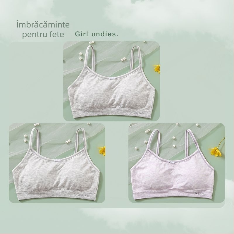 Top tubular cupe pentru fete — cupe cu urechi de iepure, stil papion, material nylon, cupă din sandwich cotton, căptușeală din bumbac, inel de oțel moale