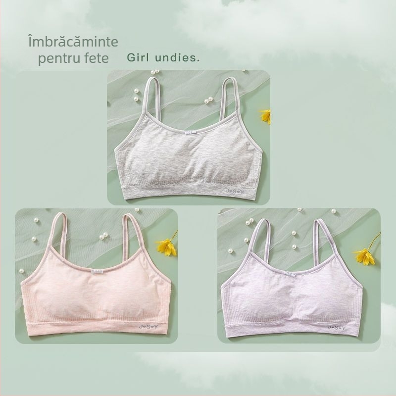 Top tubular cupe pentru fete — cupe cu urechi de iepure, stil papion, material nylon, cupă din sandwich cotton, căptușeală din bumbac, inel de oțel moale