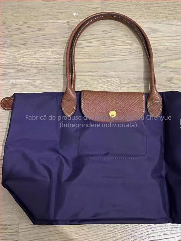 Longxiang Geantă clasică din nylon, tip dumpling, cu capac, pliabilă, stil urban, căptușeală nylon, închidere cu fermoar, buzunare pentru telefon și ID