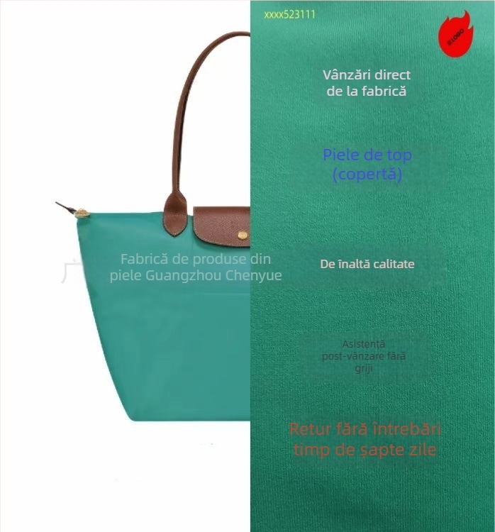 Longxiang Geantă clasică din nylon, tip dumpling, cu capac, pliabilă, stil urban, căptușeală nylon, închidere cu fermoar, buzunare pentru telefon și ID