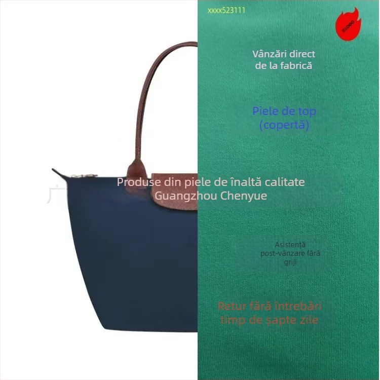 Longxiang Geantă clasică din nylon, tip dumpling, cu capac, pliabilă, stil urban, căptușeală nylon, închidere cu fermoar, buzunare pentru telefon și ID