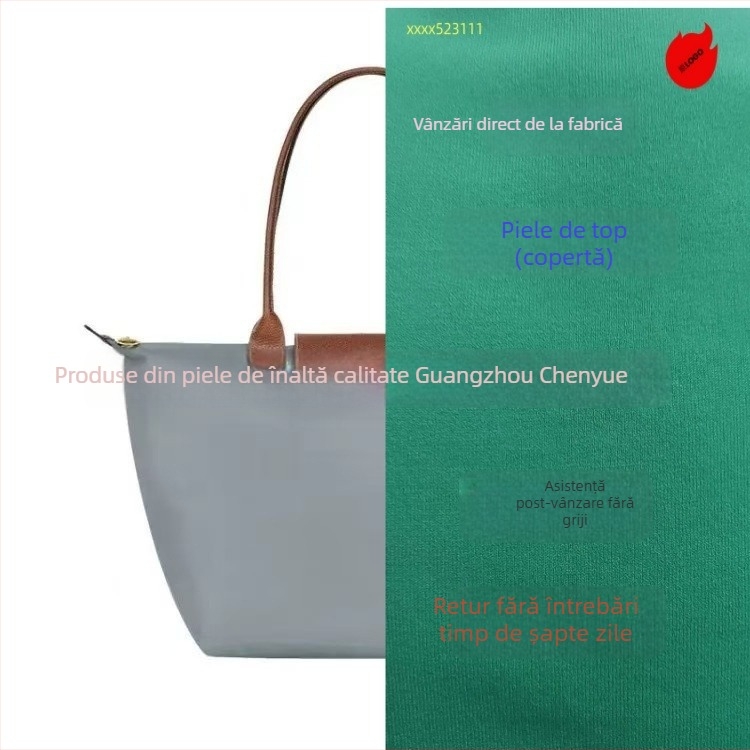 Longxiang Geantă clasică din nylon, tip dumpling, cu capac, pliabilă, stil urban, căptușeală nylon, închidere cu fermoar, buzunare pentru telefon și ID