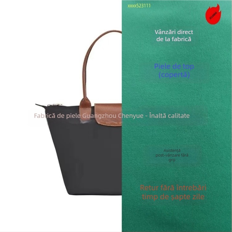 Longxiang Geantă clasică din nylon, tip dumpling, cu capac, pliabilă, stil urban, căptușeală nylon, închidere cu fermoar, buzunare pentru telefon și ID