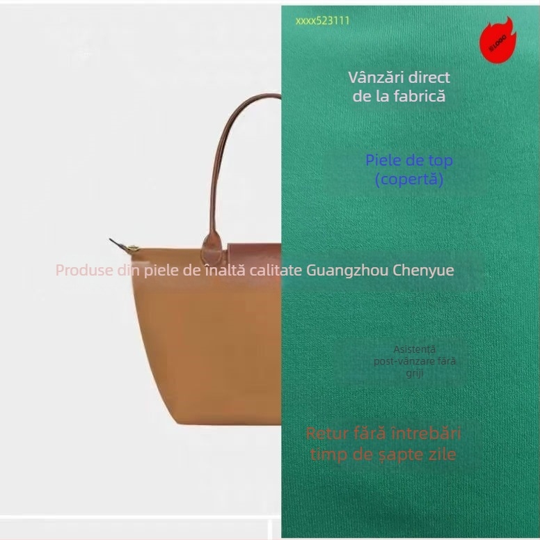 Longxiang Geantă clasică din nylon, tip dumpling, cu capac, pliabilă, stil urban, căptușeală nylon, închidere cu fermoar, buzunare pentru telefon și ID