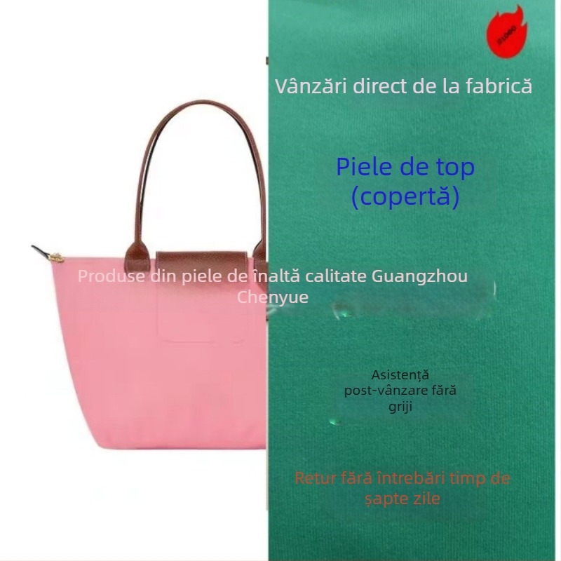 Longxiang Geantă clasică din nylon, tip dumpling, cu capac, pliabilă, stil urban, căptușeală nylon, închidere cu fermoar, buzunare pentru telefon și ID