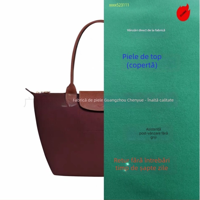 Longxiang Geantă clasică din nylon, tip dumpling, cu capac, pliabilă, stil urban, căptușeală nylon, închidere cu fermoar, buzunare pentru telefon și ID