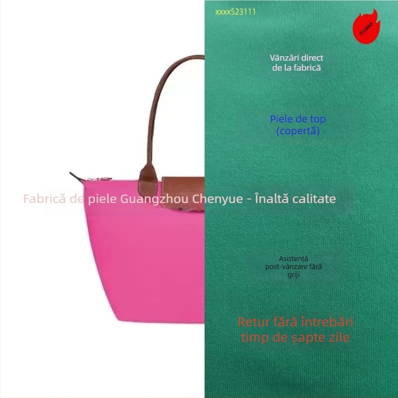 Longxiang Geantă clasică din nylon, tip dumpling, cu capac, pliabilă, stil urban, căptușeală nylon, închidere cu fermoar, buzunare pentru telefon și ID