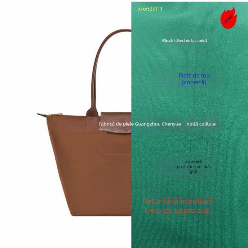 Longxiang Geantă clasică din nylon, tip dumpling, cu capac, pliabilă, stil urban, căptușeală nylon, închidere cu fermoar, buzunare pentru telefon și ID