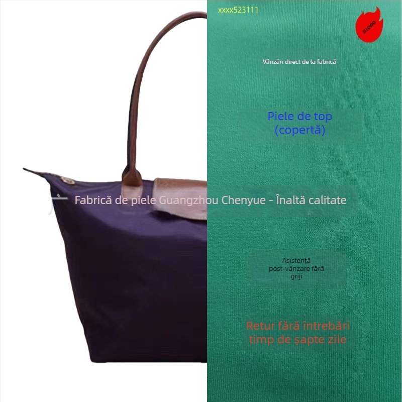 Longxiang Geantă clasică din nylon, tip dumpling, cu capac, pliabilă, stil urban, căptușeală nylon, închidere cu fermoar, buzunare pentru telefon și ID