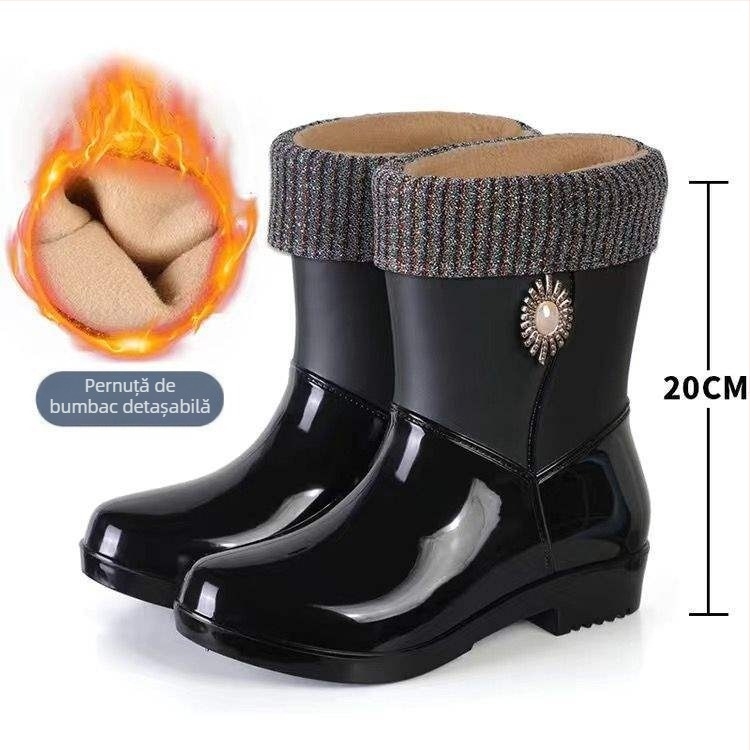 Cizme de ploaie pentru femei, lungime mid-calf, partea superioară din PVC, adulți, toamnă iarnă