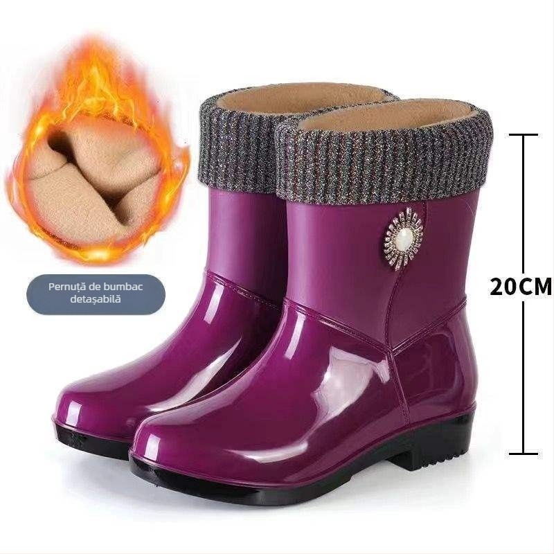 Cizme de ploaie pentru femei, lungime mid-calf, partea superioară din PVC, adulți, toamnă iarnă