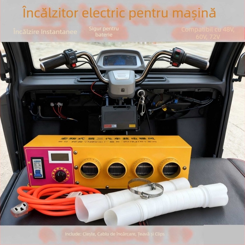 Ventilator încălzitor auto, universal 48V/60V/72V, pentru dezghețare și îndepărtarea zăpezii