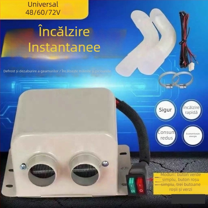Ventilator încălzitor auto, universal 48V/60V/72V, pentru dezghețare și îndepărtarea zăpezii