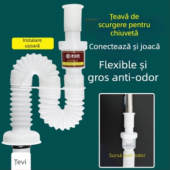 Conductă de scurgere pentru chiuvetă – anti-odor, din oțel inoxidabil, model Sink Drain Pipe, Nr. produs F77H55MMSTT7JT