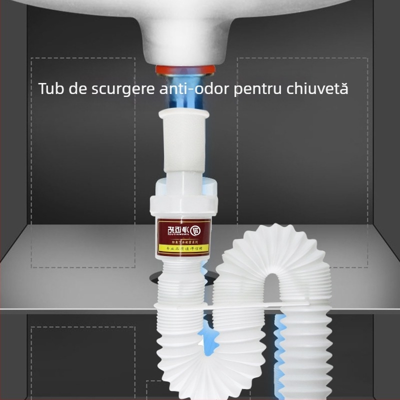 Conductă de scurgere pentru chiuvetă – anti-odor, din oțel inoxidabil, model Sink Drain Pipe, Nr. produs F77H55MMSTT7JT