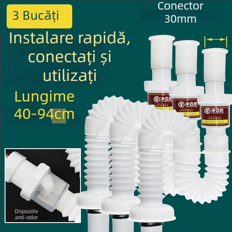 Conductă de scurgere pentru chiuvetă – anti-odor, din oțel inoxidabil, model Sink Drain Pipe, Nr. produs F77H55MMSTT7JT