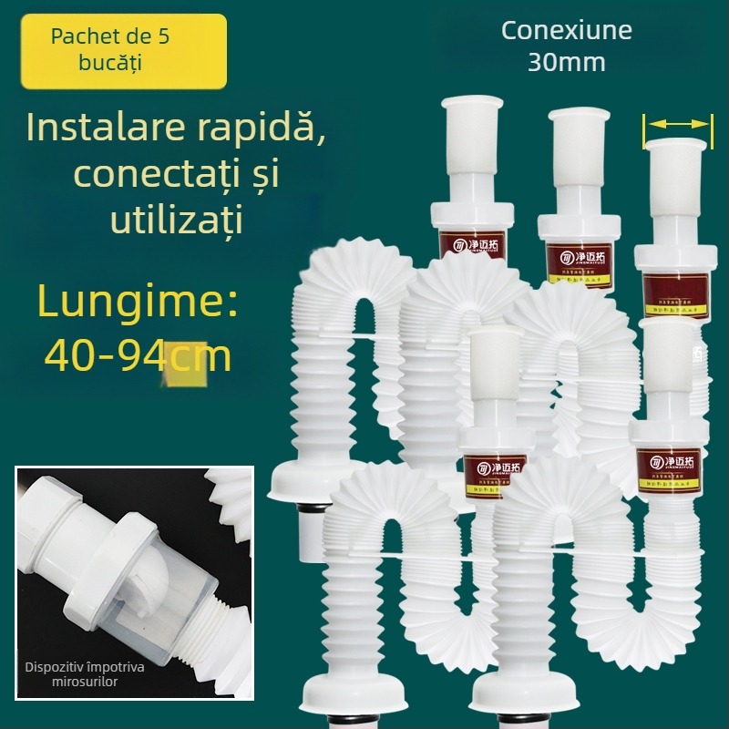 Conductă de scurgere pentru chiuvetă – anti-odor, din oțel inoxidabil, model Sink Drain Pipe, Nr. produs F77H55MMSTT7JT