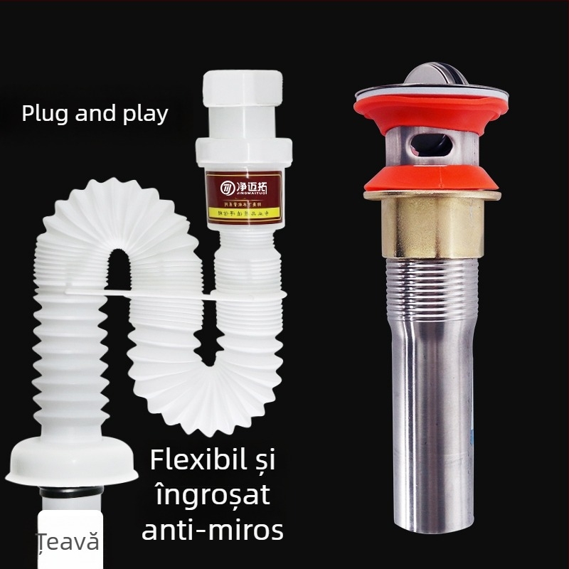 Conductă de scurgere pentru chiuvetă – anti-odor, din oțel inoxidabil, model Sink Drain Pipe, Nr. produs F77H55MMSTT7JT