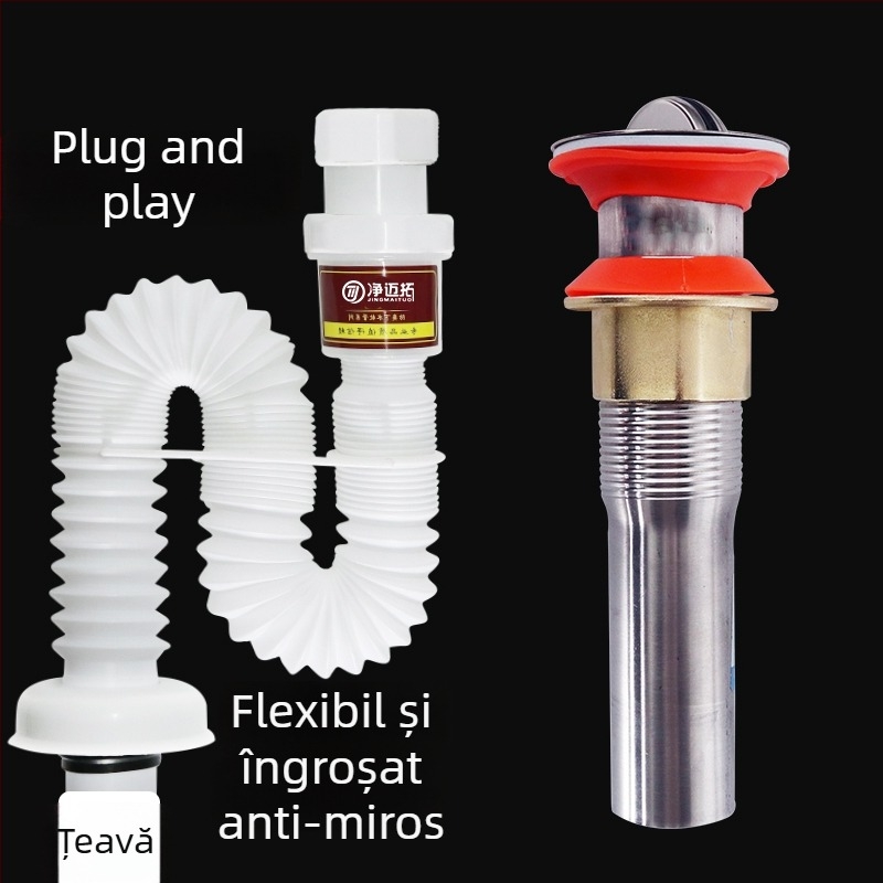 Conductă de scurgere pentru chiuvetă – anti-odor, din oțel inoxidabil, model Sink Drain Pipe, Nr. produs F77H55MMSTT7JT