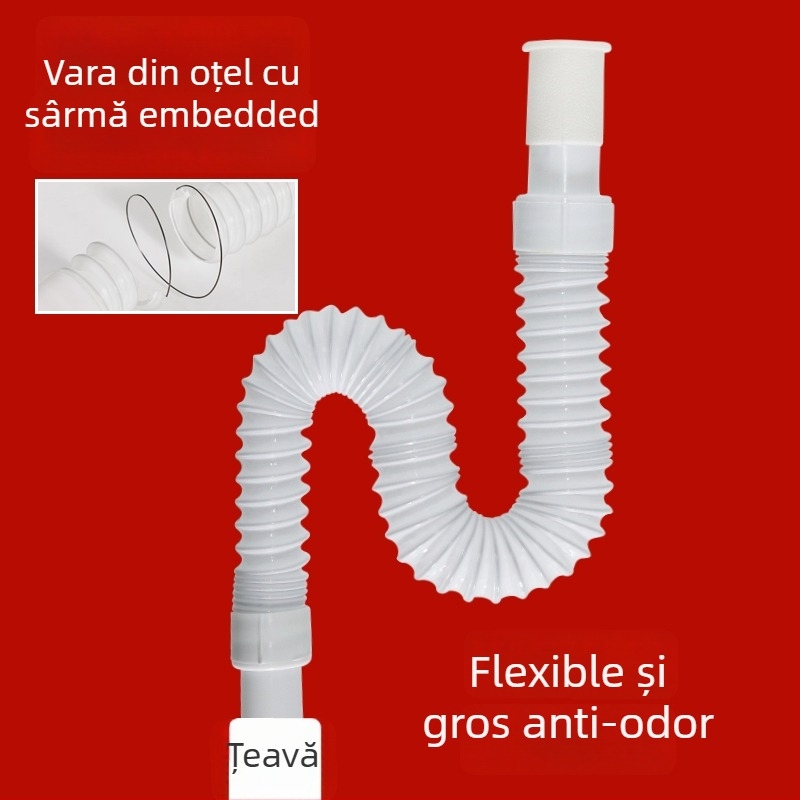 Conductă de scurgere pentru chiuvetă – anti-odor, din oțel inoxidabil, model Sink Drain Pipe, Nr. produs F77H55MMSTT7JT