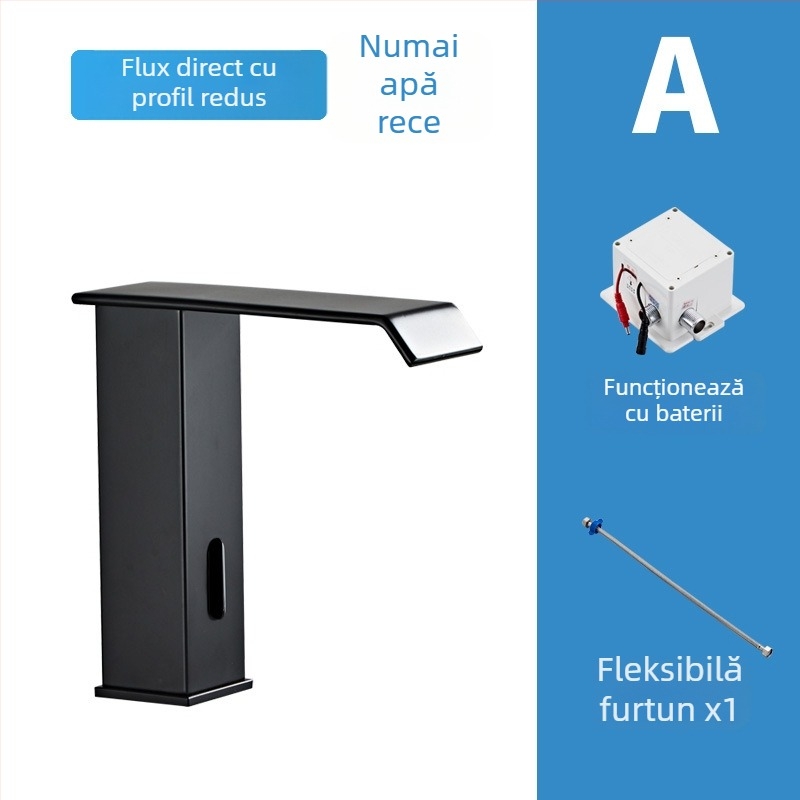 Robinet cu inducție pentru chiuvetă, modelul 8835, montaj pe o singură gaură, corp din cupru, acționare inductivă