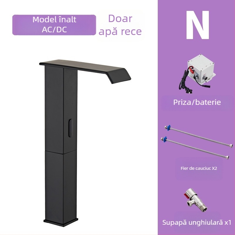 Robinet cu inducție pentru chiuvetă, modelul 8835, montaj pe o singură gaură, corp din cupru, acționare inductivă