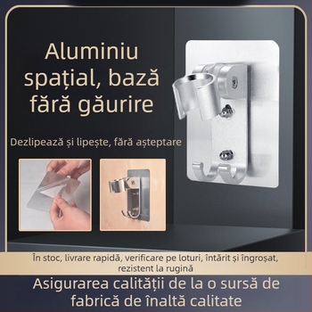 Suport pentru duș din aluminiu de calitate aerospațială, fără găuri, montaj pe perete, finisaj periat, stil modern minimalist