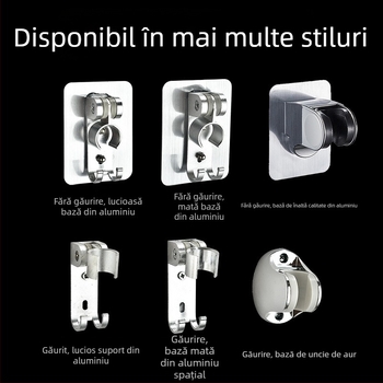 Suport pentru duș din aluminiu de calitate aerospațială, fără găuri, montaj pe perete, finisaj periat, stil modern minimalist