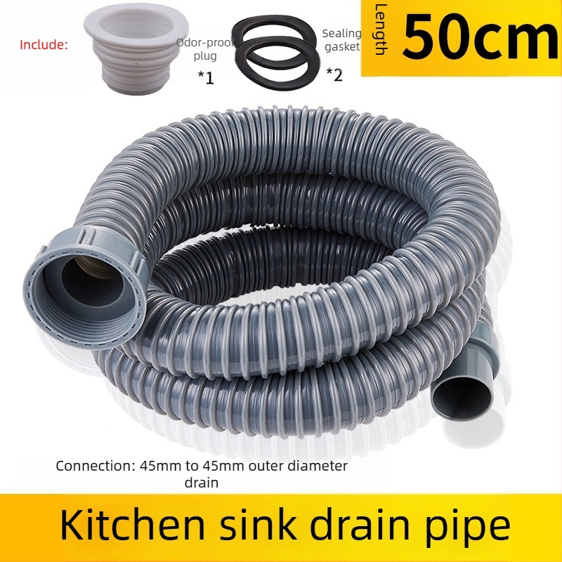 Extensie conductă de drenaj a chiuvetei bucătărie — interfață 45, furtun de drenaj și accesorii