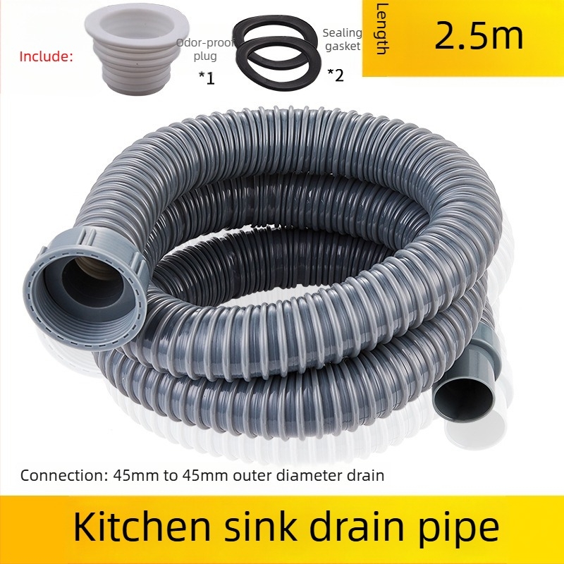 Extensie conductă de drenaj a chiuvetei bucătărie — interfață 45, furtun de drenaj și accesorii