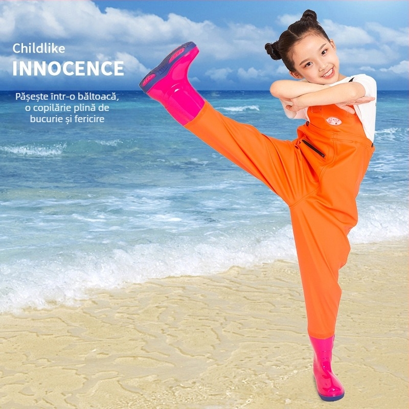 Salopetă impermeabilă pentru copii, din PVC, cu uscare rapidă, pentru toate anotimpurile, unisex, pentru pescuit, plajă și înot.