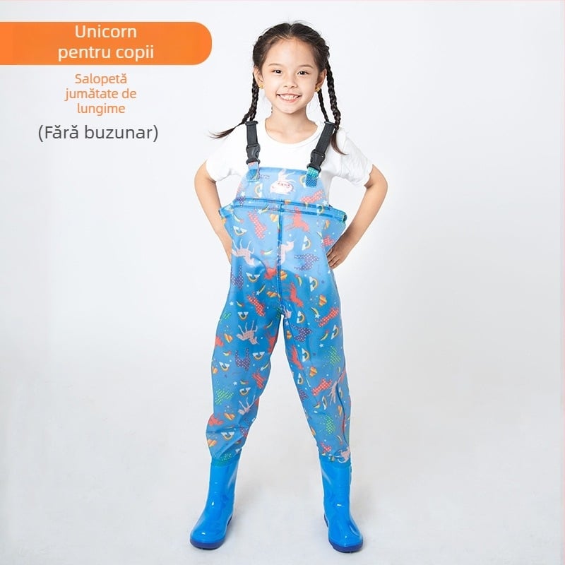 Salopetă impermeabilă pentru copii, din PVC, cu uscare rapidă, pentru toate anotimpurile, unisex, pentru pescuit, plajă și înot.