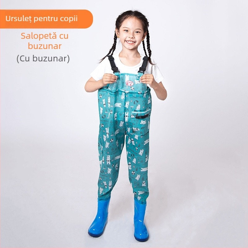 Salopetă impermeabilă pentru copii, din PVC, cu uscare rapidă, pentru toate anotimpurile, unisex, pentru pescuit, plajă și înot.