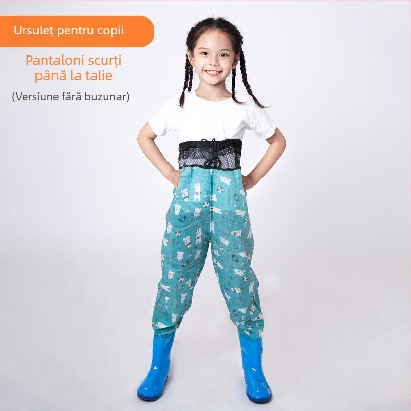 Salopetă impermeabilă pentru copii, din PVC, cu uscare rapidă, pentru toate anotimpurile, unisex, pentru pescuit, plajă și înot.