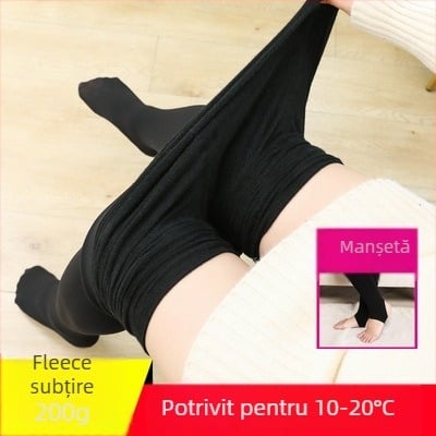 Colanți cu fleece interior, ultra-groși, 100% nylon, calzi și modelatori, stil simplu