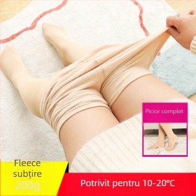 Colanți cu fleece interior, ultra-groși, 100% nylon, calzi și modelatori, stil simplu