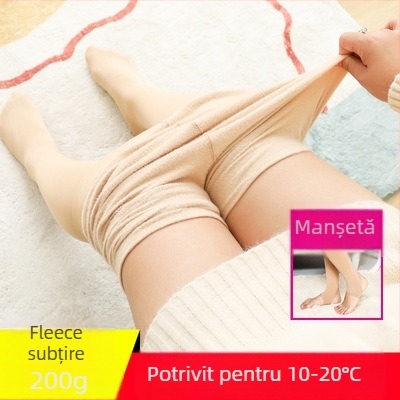 Colanți cu fleece interior, ultra-groși, 100% nylon, calzi și modelatori, stil simplu