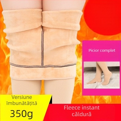 Colanți cu fleece interior, ultra-groși, 100% nylon, calzi și modelatori, stil simplu