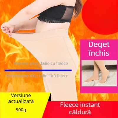 Colanți cu fleece interior, ultra-groși, 100% nylon, calzi și modelatori, stil simplu