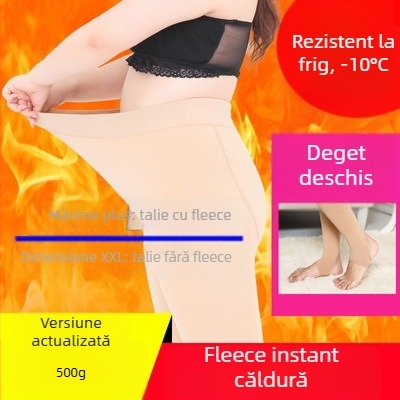 Colanți cu fleece interior, ultra-groși, 100% nylon, calzi și modelatori, stil simplu