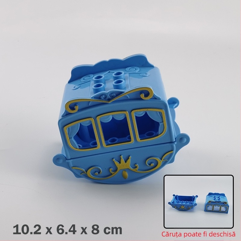 Set DIY cu blocuri mari: car și vagon de tren, ABS plastic, pentru copii 4–6 ani, ambalaj în pungă, 0–38 piese