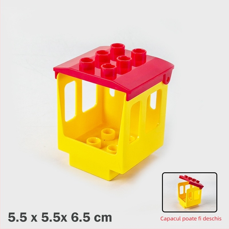 Set DIY cu blocuri mari: car și vagon de tren, ABS plastic, pentru copii 4–6 ani, ambalaj în pungă, 0–38 piese