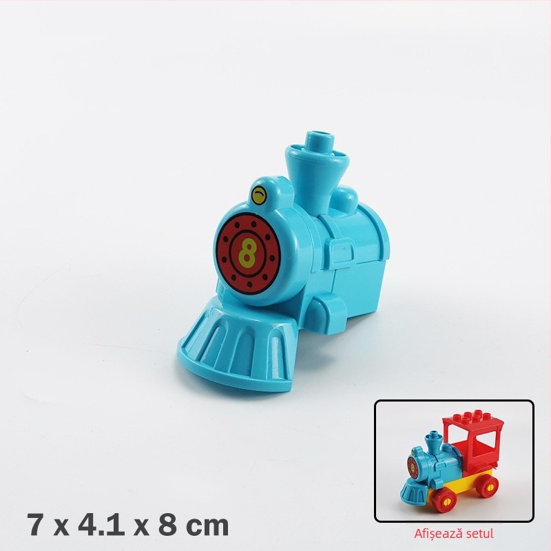 Set DIY cu blocuri mari: car și vagon de tren, ABS plastic, pentru copii 4–6 ani, ambalaj în pungă, 0–38 piese