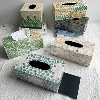 Cutie de șervețele pentru birou — design scoică, minimalist modern, șervețete detașabile, modelul 985