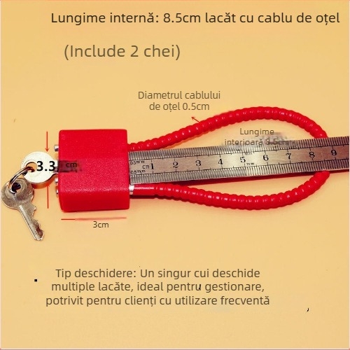 Lacăt pentru dulap de arme cu cablu din oțel, nucleu din aliaj de zinc, braț de închidere din oțel, deschidere directă, Wolf dog