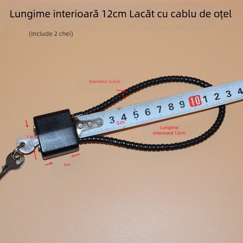 Lacăt pentru dulap de arme cu cablu din oțel, nucleu din aliaj de zinc, braț de închidere din oțel, deschidere directă, Wolf dog